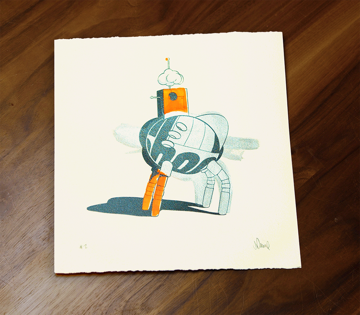 Print #2 Silver & Orange
